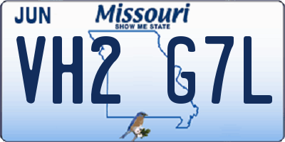 MO license plate VH2G7L