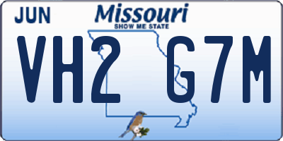 MO license plate VH2G7M
