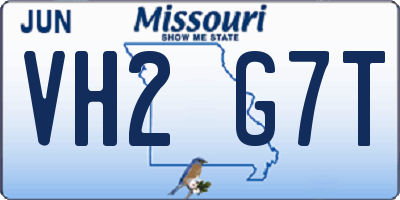 MO license plate VH2G7T