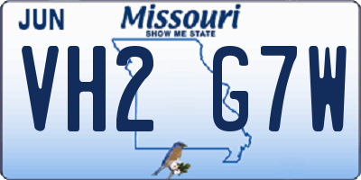 MO license plate VH2G7W