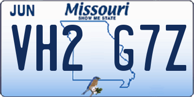 MO license plate VH2G7Z