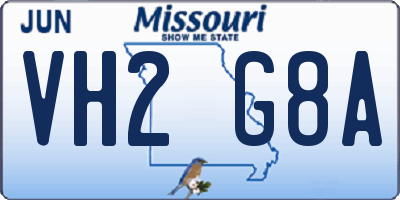 MO license plate VH2G8A