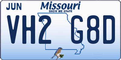 MO license plate VH2G8D