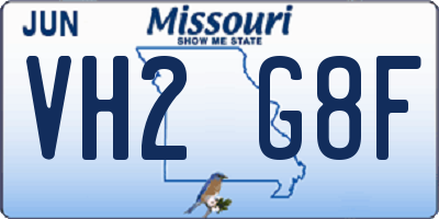 MO license plate VH2G8F