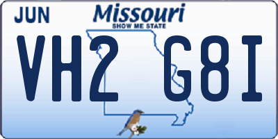 MO license plate VH2G8I