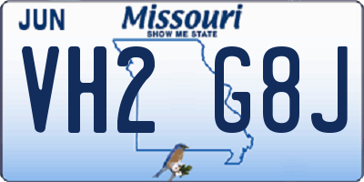 MO license plate VH2G8J
