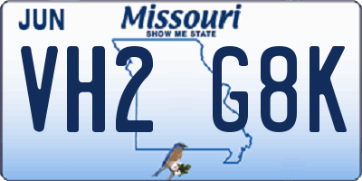MO license plate VH2G8K