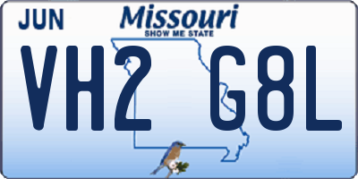MO license plate VH2G8L
