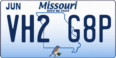 MO license plate VH2G8P