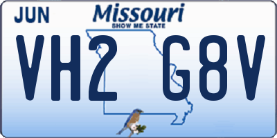 MO license plate VH2G8V
