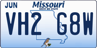 MO license plate VH2G8W