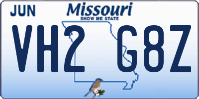 MO license plate VH2G8Z