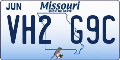 MO license plate VH2G9C