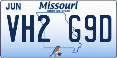 MO license plate VH2G9D