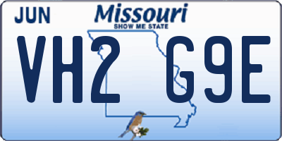 MO license plate VH2G9E