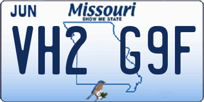 MO license plate VH2G9F