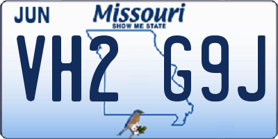 MO license plate VH2G9J