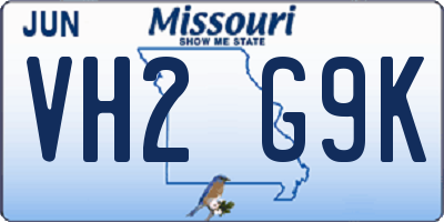 MO license plate VH2G9K