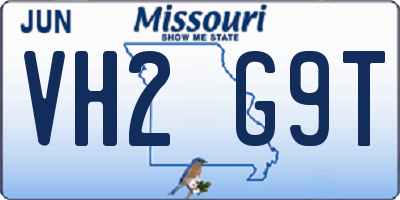 MO license plate VH2G9T