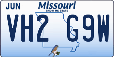 MO license plate VH2G9W