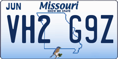 MO license plate VH2G9Z