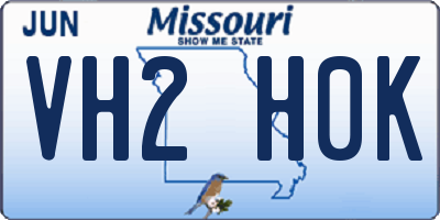MO license plate VH2H0K