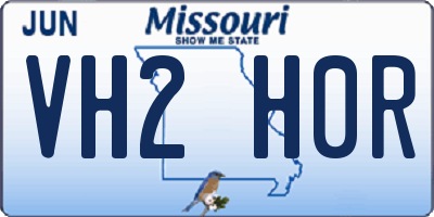 MO license plate VH2H0R