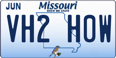 MO license plate VH2H0W