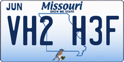 MO license plate VH2H3F