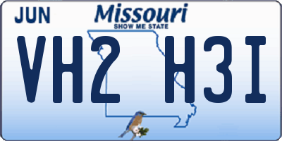 MO license plate VH2H3I