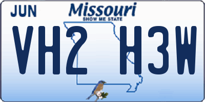MO license plate VH2H3W