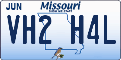MO license plate VH2H4L