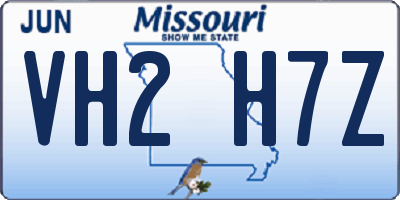 MO license plate VH2H7Z