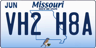 MO license plate VH2H8A