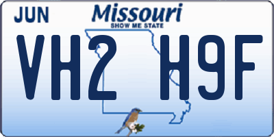 MO license plate VH2H9F