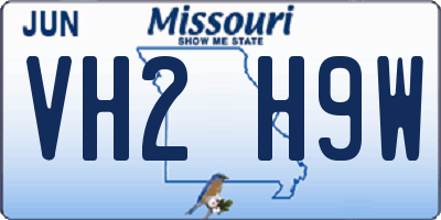 MO license plate VH2H9W