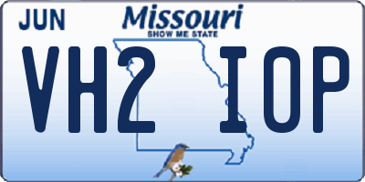 MO license plate VH2I0P