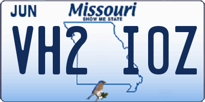 MO license plate VH2I0Z