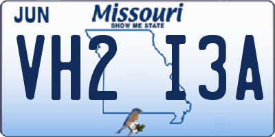 MO license plate VH2I3A