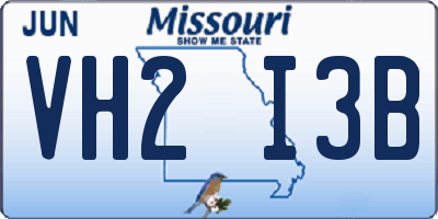MO license plate VH2I3B