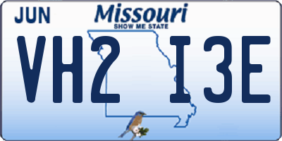 MO license plate VH2I3E