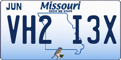 MO license plate VH2I3X