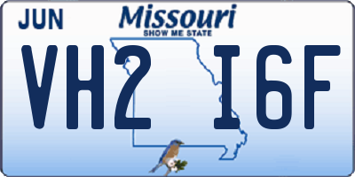 MO license plate VH2I6F