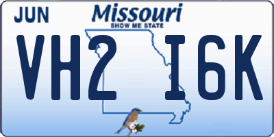 MO license plate VH2I6K