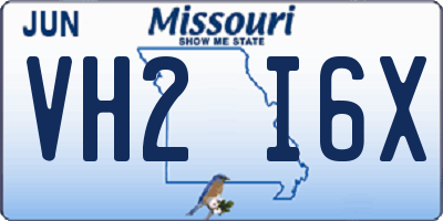 MO license plate VH2I6X