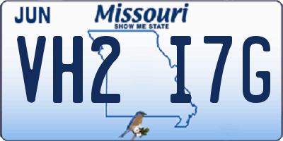 MO license plate VH2I7G
