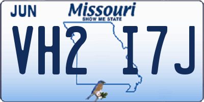 MO license plate VH2I7J