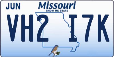 MO license plate VH2I7K