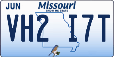 MO license plate VH2I7T