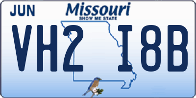 MO license plate VH2I8B